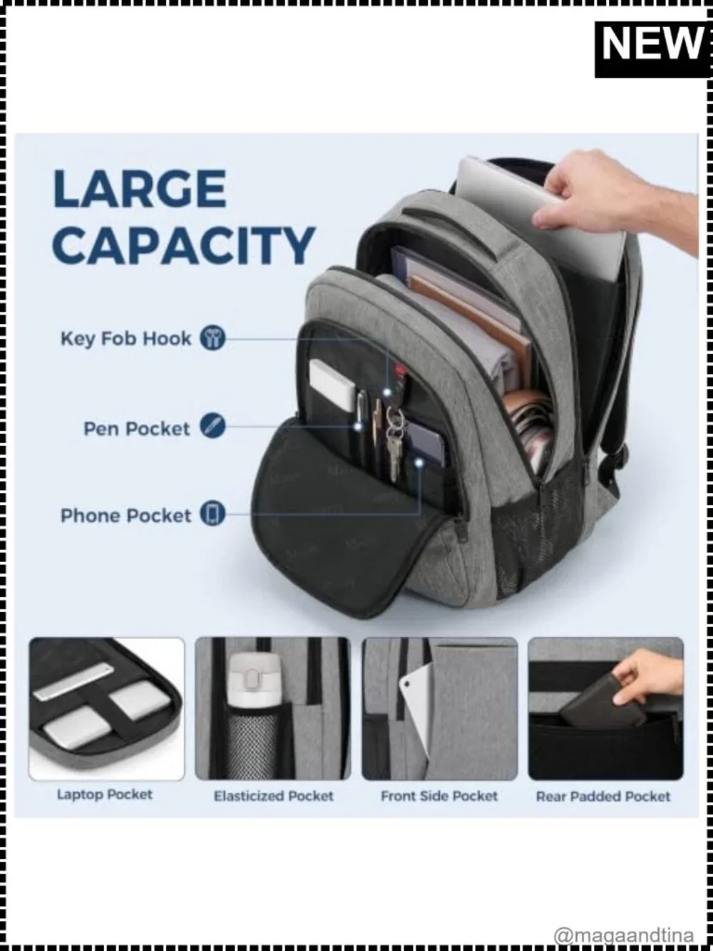 MATEIN Water Resistant Laptop Backpack 15.6 Inch Travel School Bag